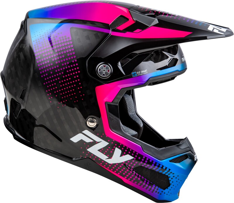 Мотокрос каска FLY RACING Formula S Carbon Protocol-Black Carbon/Blue/Pink 2025