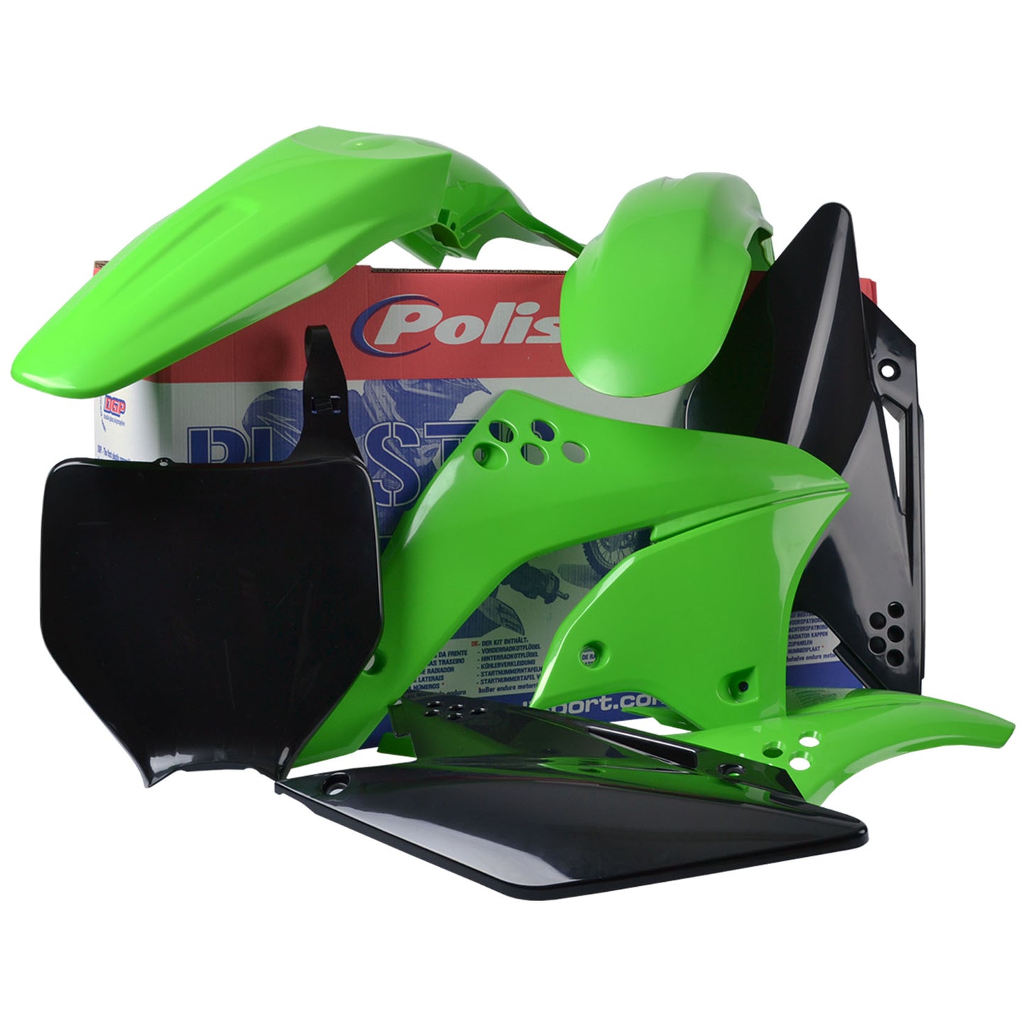 Пластмасов MX кит Polisport за Kawasaki KX250-2006-08 Green/Black OEM Color