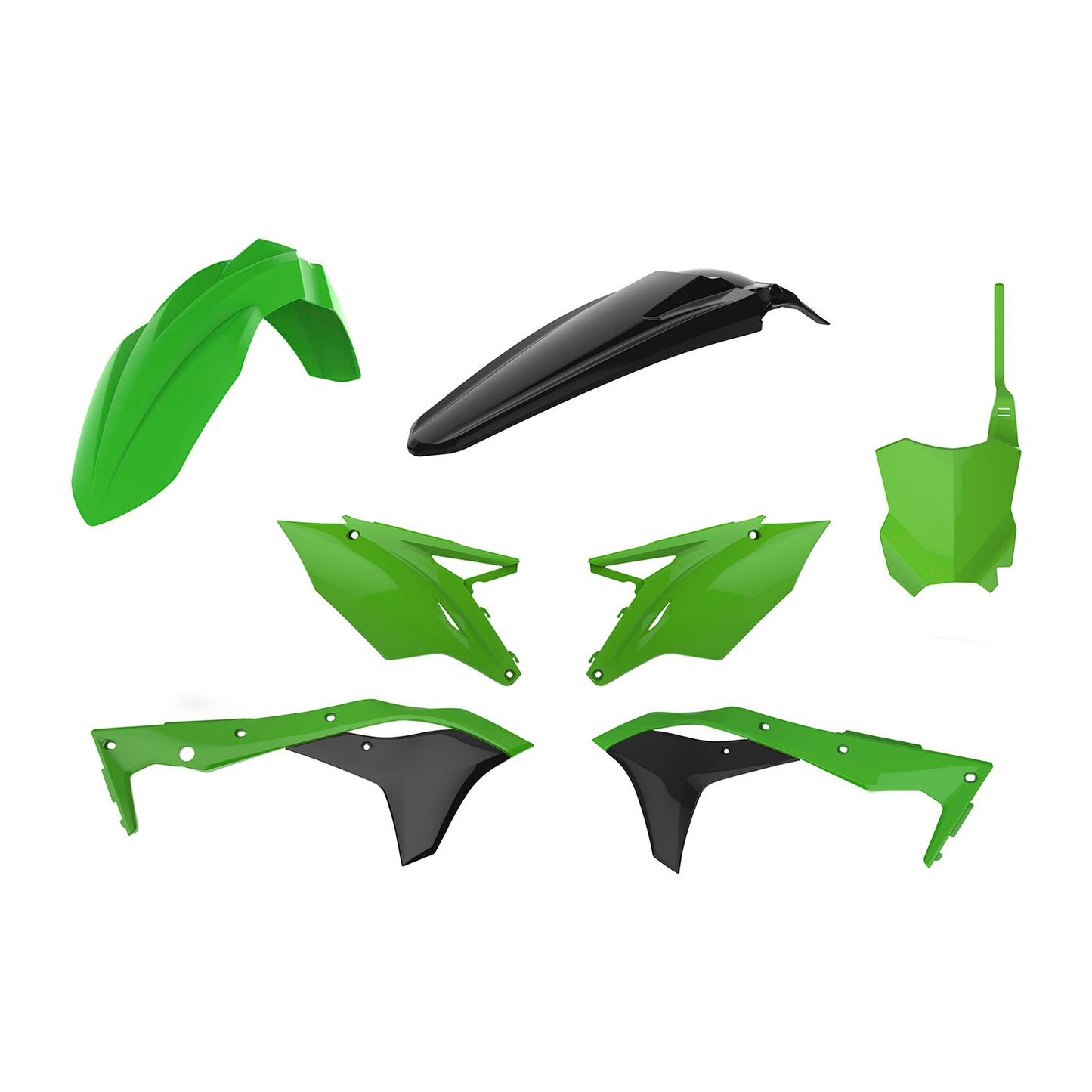Пластмасов MX кит Polisport за Kawasaki KX250-2017-20 Green/black