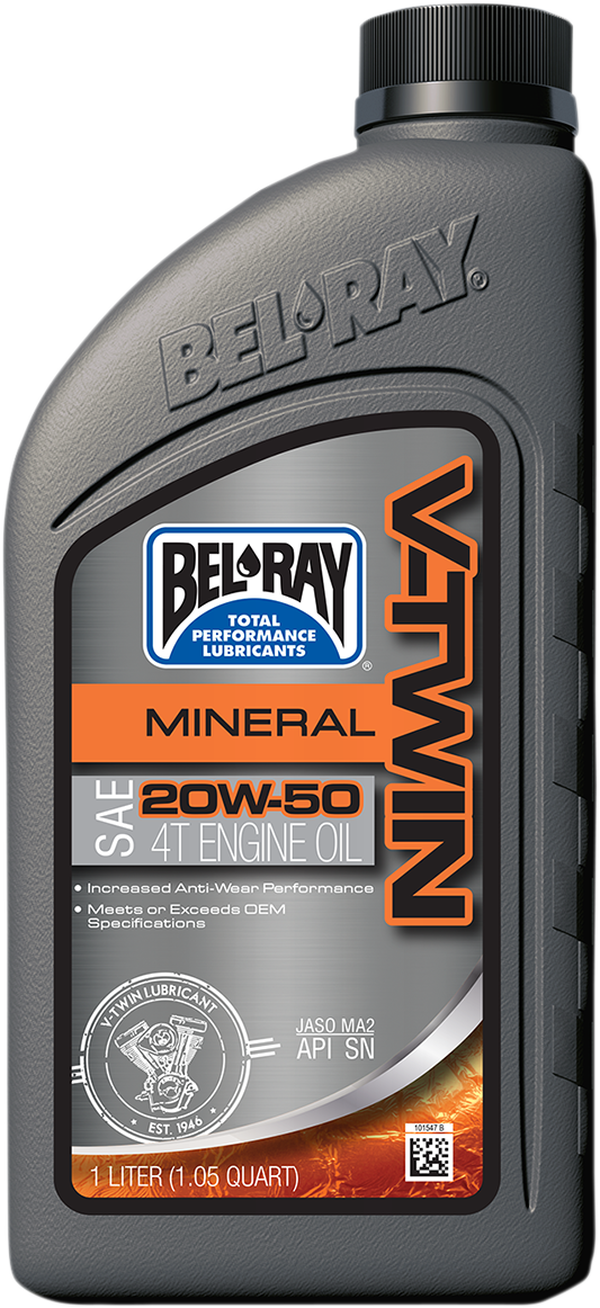 Масло BEL-RAY V-Twin Mineral 4T 20W-50 - 1 Литър