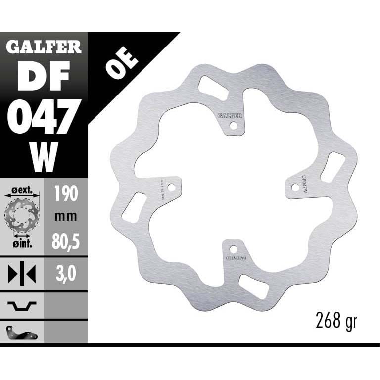 Заден спирачен диск Galfer WAVE FIXED DISC WAVE FIXED 190x3mm DF047W