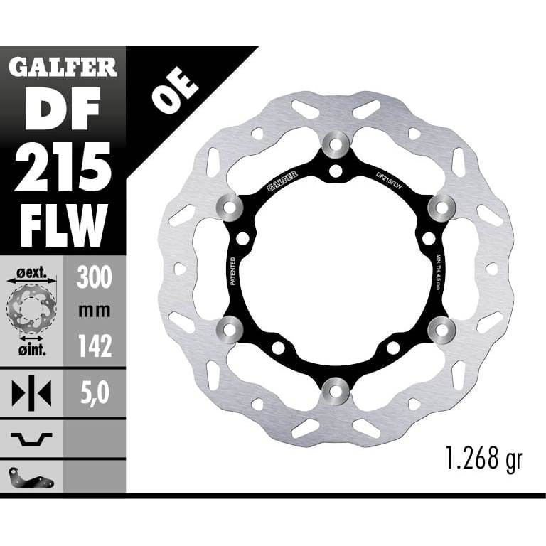 Плаващ преден спирачен диск Galfer WAVE FLOATING (C. STEEL) 300x5mm DF215FLW