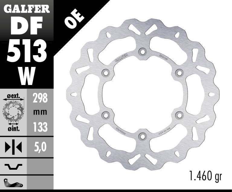 Заден спирачен диск Galfer WAVE FIXED DISC WAVE FIXED 298x5mm DF513W