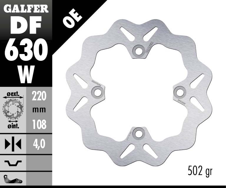 Заден спирачен диск Galfer WAVE FIXED DISC WAVE FIXED 220x4mm DF630W