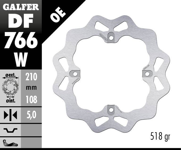 Заден спирачен диск Galfer WAVE FIXED DISC WAVE FIXED 210x5mm DF766W