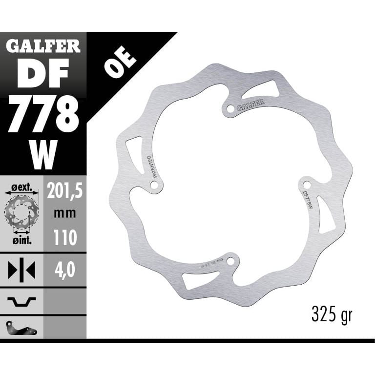 Заден спирачен диск Galfer WAVE FIXED DISC WAVE FIXED 201,5x4mm DF778W
