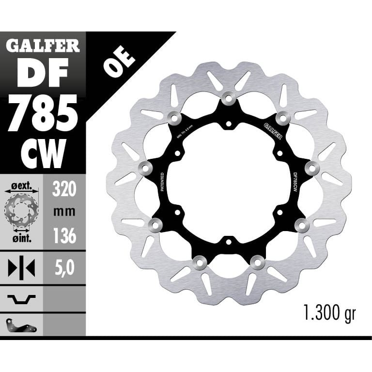 Плаващ преден спирачен диск Galfer WAVE FLOATING COMPLETE (C. ALU.) 320x5m DF785CW