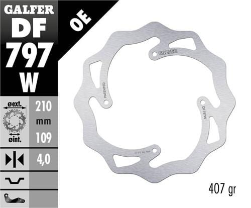 Заден спирачен диск Galfer WAVE FIXED 210x4mm DF797W
