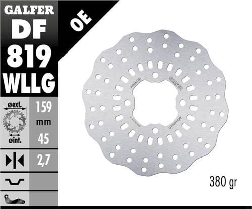 Заден спирачен диск Galfer WAVE FIXED FULL TYPE 159.5x3mm DF819WLLG