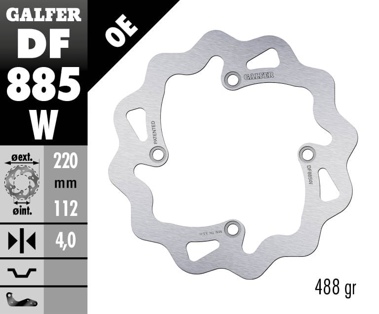 Заден спирачен диск Galfer WAVE FIXED DISC WAVE FIXED 220x4mm DF885W