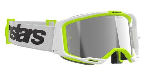 Мотокрос очила ALPINESTARS VISION 8 WORDMARK WHITE YLLW FLUO Mirror SILVER