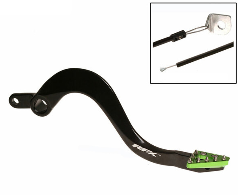 Заден лост за спирачка RFX Pro ST Rear Brake Lever (Hard Anodised Black/Green) KXF 250 05-20