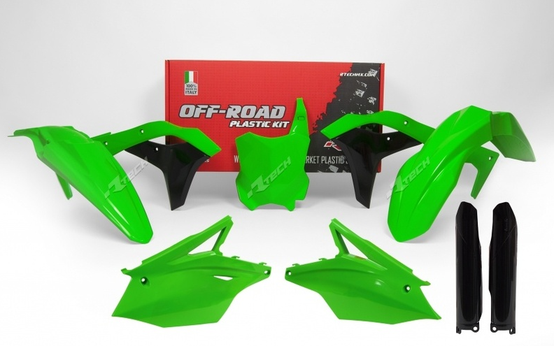 Комплект пластмаси RACETECH Plastic Kit Neon Green/Black Kawasaki KX250F 17-20