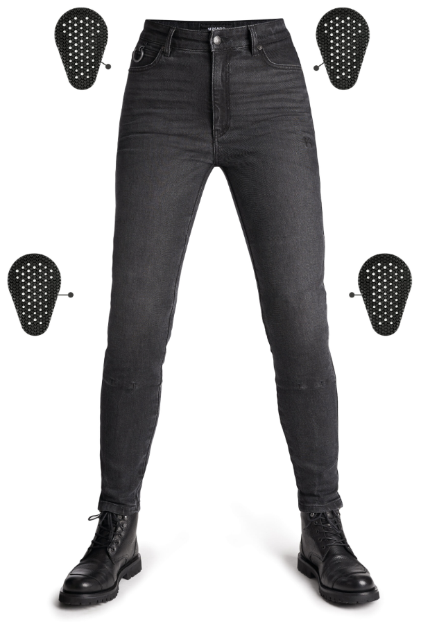 Дамски мото дънки PANDO MOTO Kaya Slim Grey - Slim-Fit Armalith® - LONG