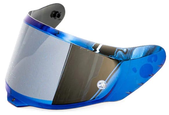 Син иридиев визьор за каска AIROH GP800 BLUE Mirrored