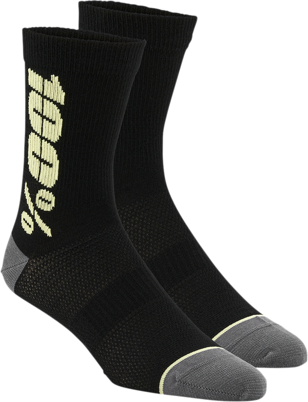 Вело / MTB чорапи 100% RYTHYM MERINO BLACK/YELLOW