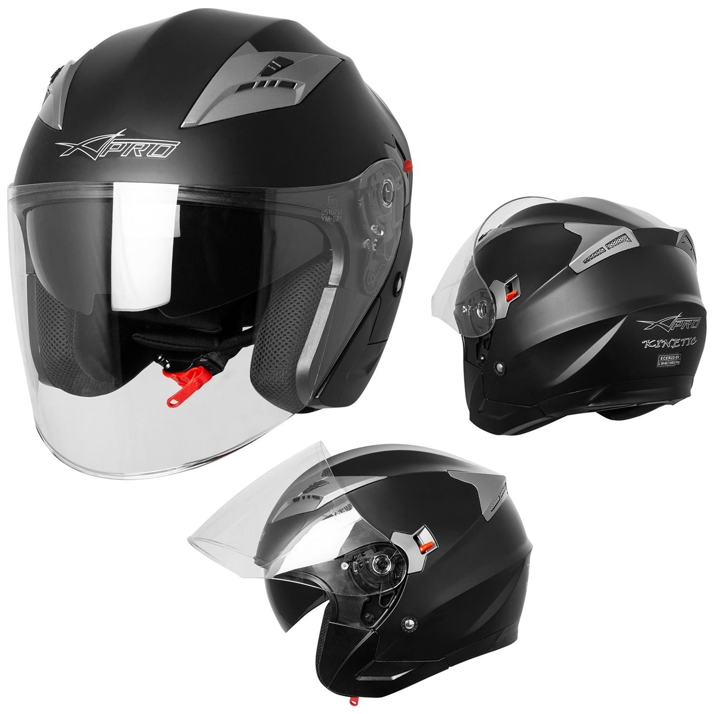 Каска за скутер A-PRO KINETIC MATT BLACK