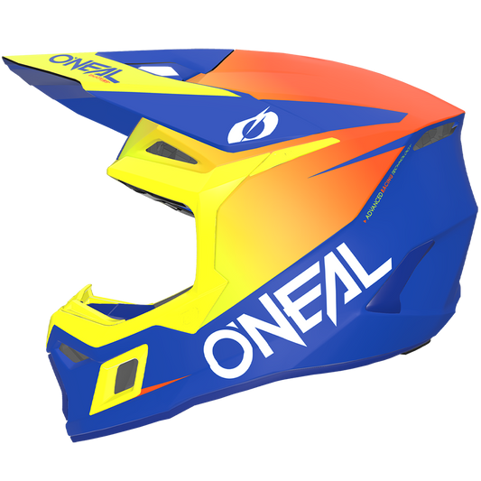 Детска мотокрос каска O'NEAL 3SERIES SOLID BLUE/NEON YELLOW V.26