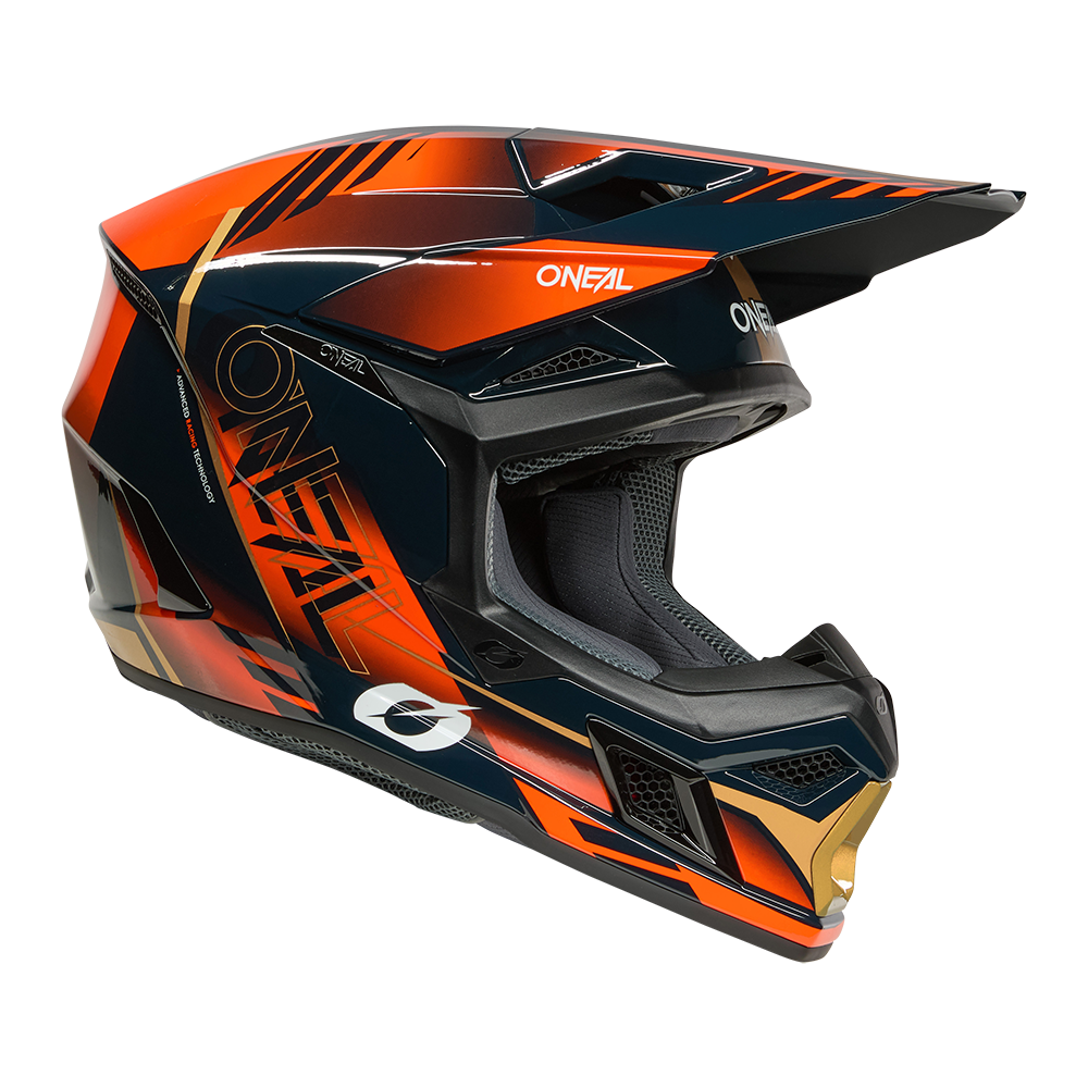 Мотокрос каска O'NEAL 3SERIES HAZE BLUE/ORANGE/GOLD V.26