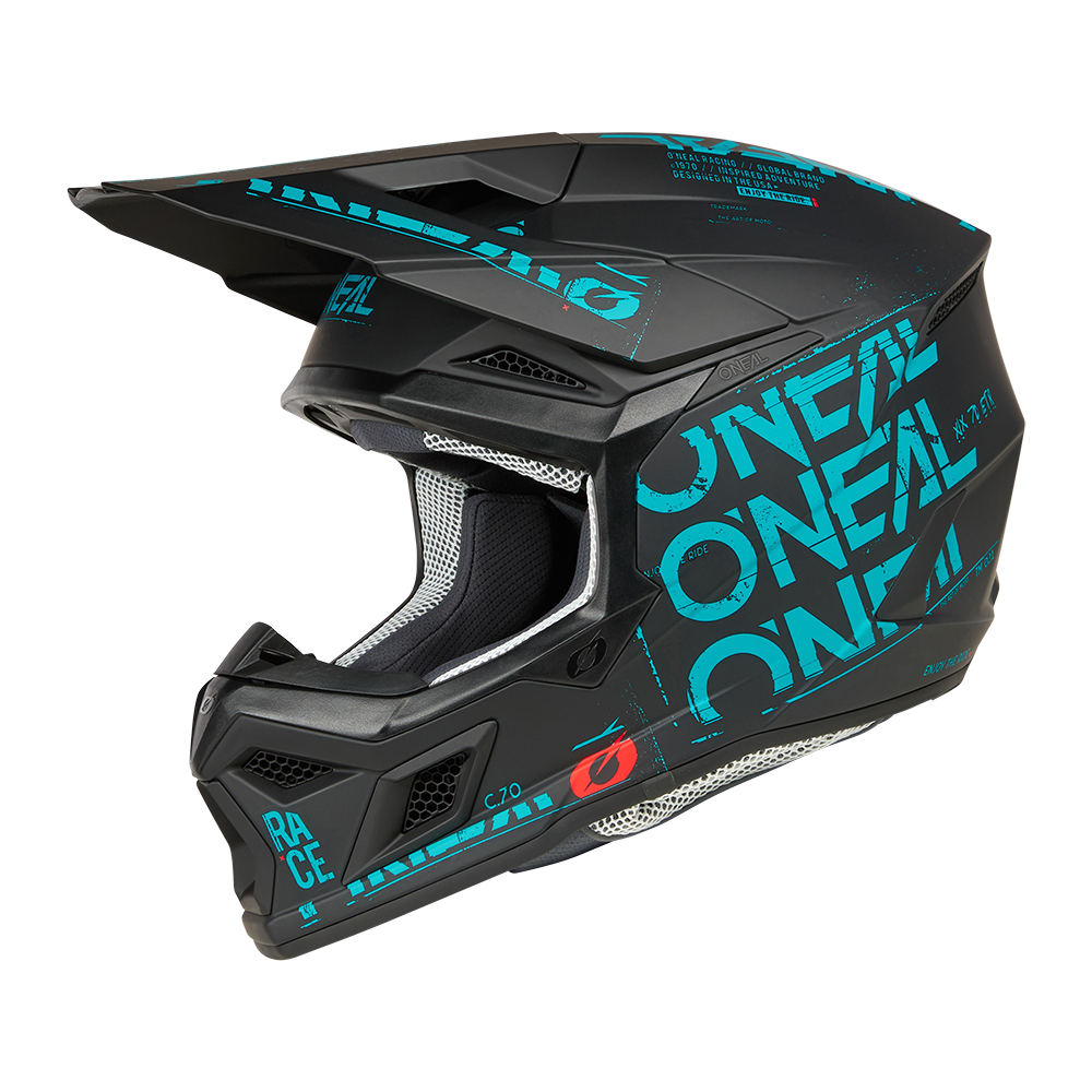 Мотокрос каска O'NEAL 3SERIES STATIC BLACK/TEAL V.25