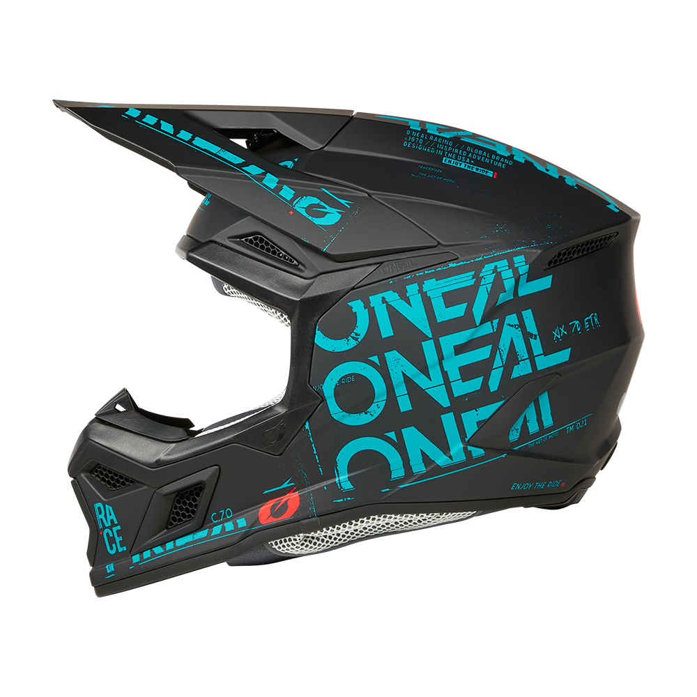 Мотокрос каска O'NEAL 3SERIES STATIC BLACK/TEAL V.25