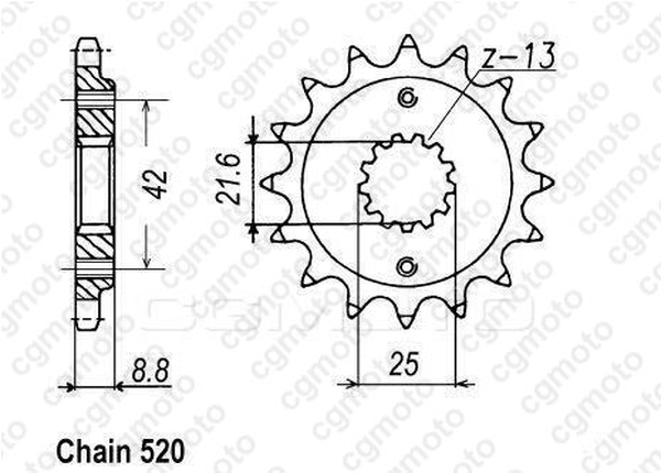 Комплект верига и пиньони REGINA KAWASAKI KLE500 97-04