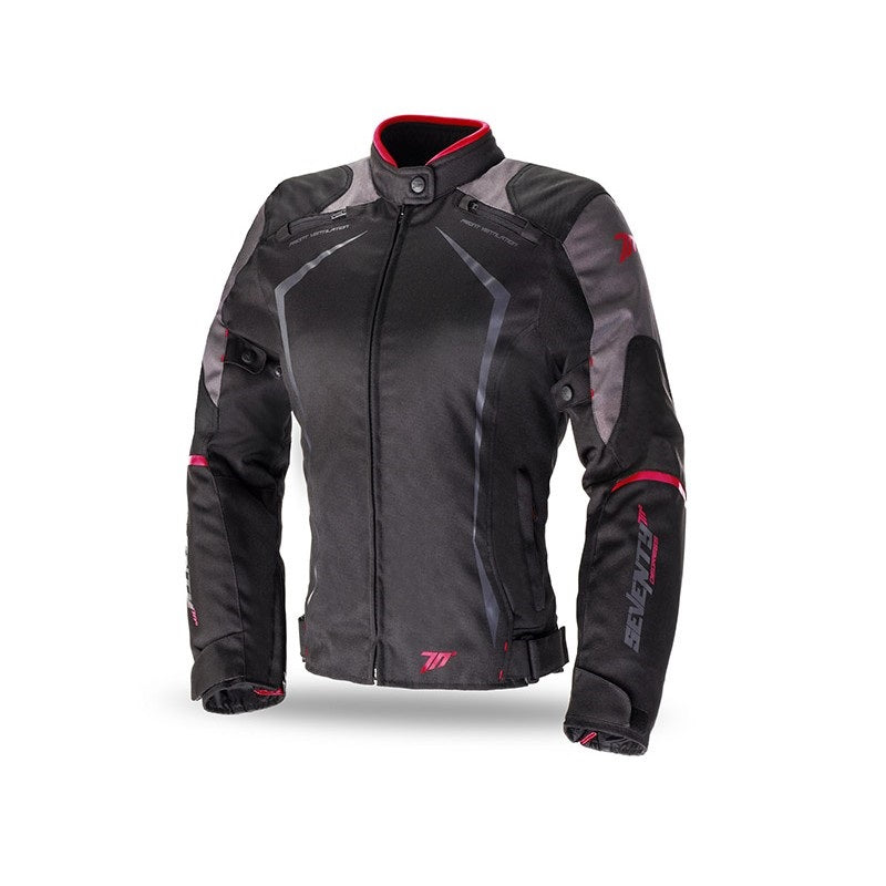 Дамско текстилно мото яке SEVENTY SD-JR49 BLACK/RED