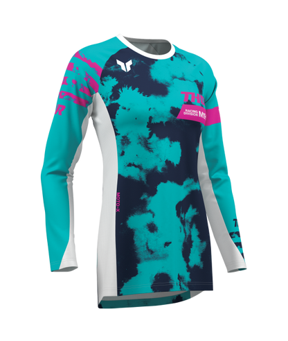 Дамско мотокрос джърси THOR LAUNCHMODE BLEACH WHITE/AQUA