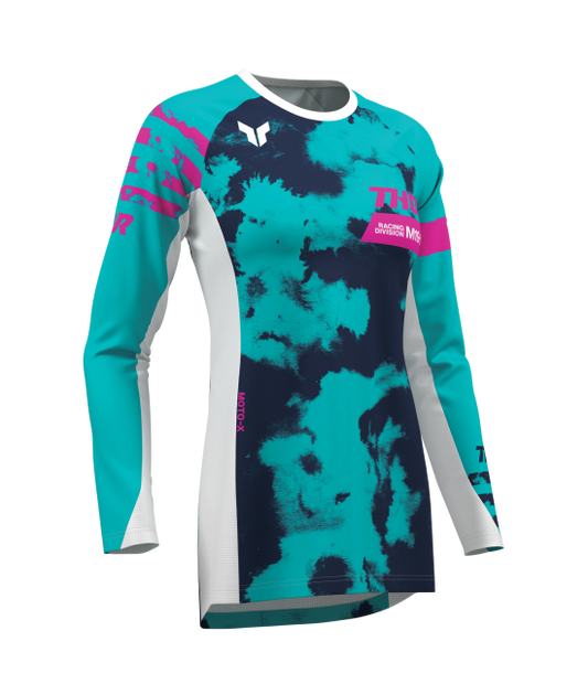 Дамско мотокрос джърси THOR LAUNCHMODE BLEACH WHITE/AQUA