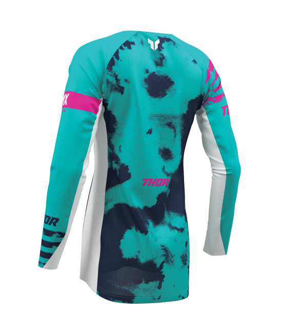 Дамско мотокрос джърси THOR LAUNCHMODE BLEACH WHITE/AQUA