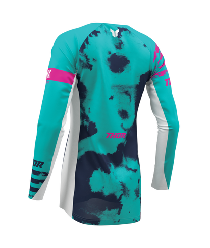 Дамско мотокрос джърси THOR LAUNCHMODE BLEACH WHITE/AQUA