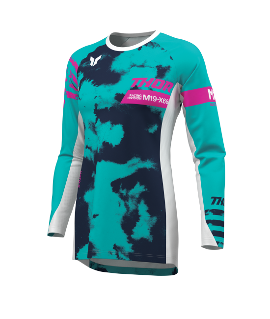 Дамско мотокрос джърси THOR LAUNCHMODE BLEACH WHITE/AQUA