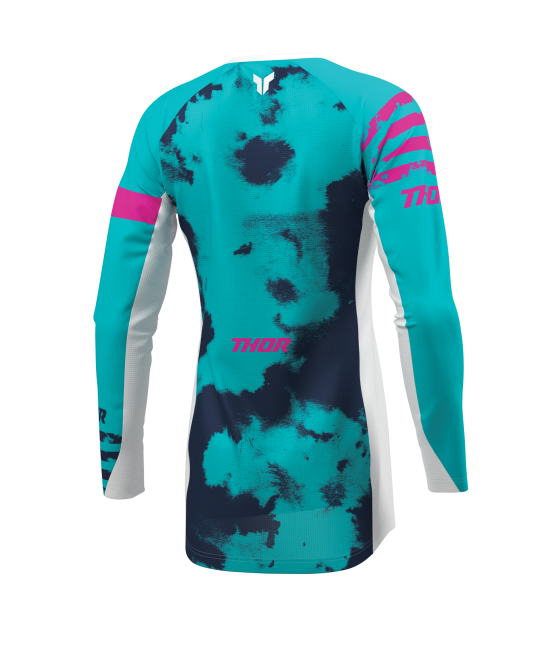 Дамско мотокрос джърси THOR LAUNCHMODE BLEACH WHITE/AQUA