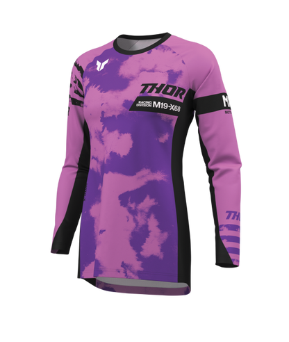 Дамско мотокрос джърси THOR LAUNCHMODE BLEACH BLACK/ORCHID