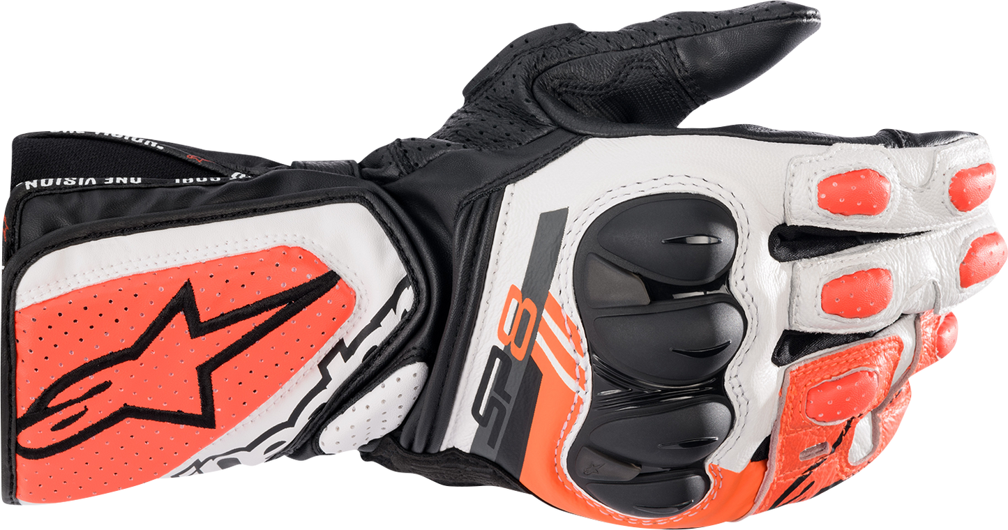 КОЖЕНИ РЪКАВИЦИ ALPINESTARS SP-8 V3 BLACK/WHITE/RED FLUO