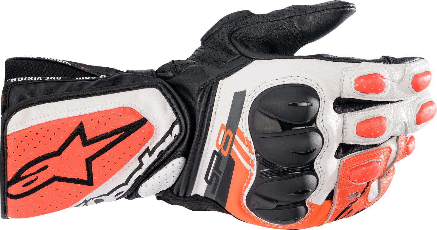 КОЖЕНИ РЪКАВИЦИ ALPINESTARS SP-8 V3 BLACK/WHITE/RED FLUO