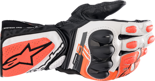 КОЖЕНИ РЪКАВИЦИ ALPINESTARS SP-8 V3 BLACK/WHITE/RED FLUO