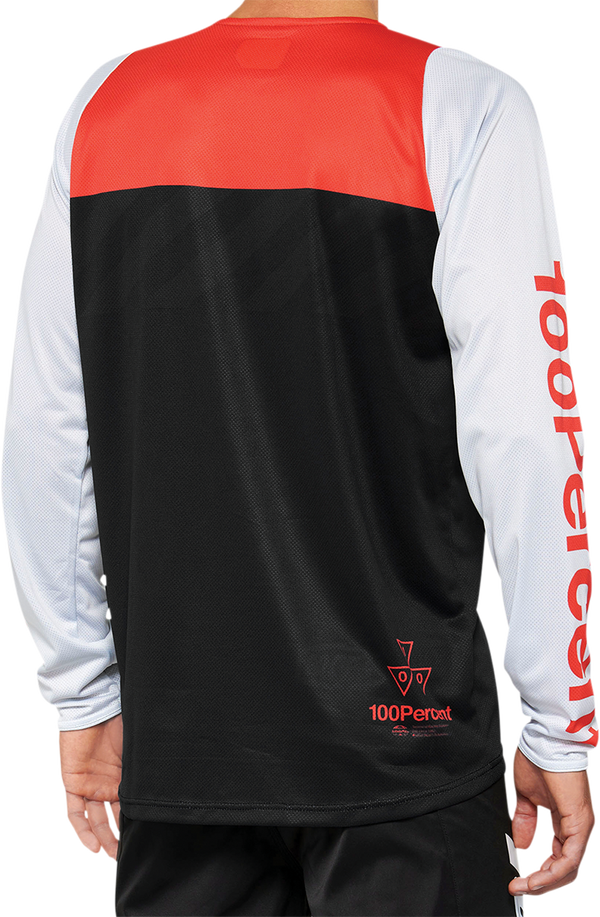 Вело джърси 100% R-CORE LS BLACK/WHITE/RED