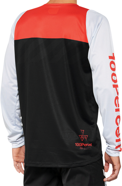 Вело джърси 100% R-CORE LS BLACK/WHITE/RED