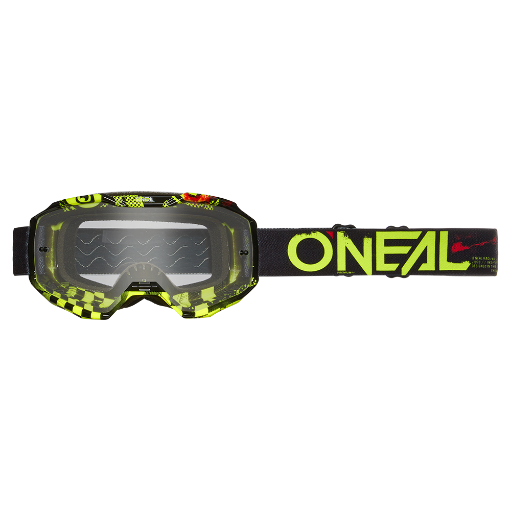 Мотокрос очила O'NEAL B-10 ATTACK BLACK/NEON YELLOW - CLEAR V.24