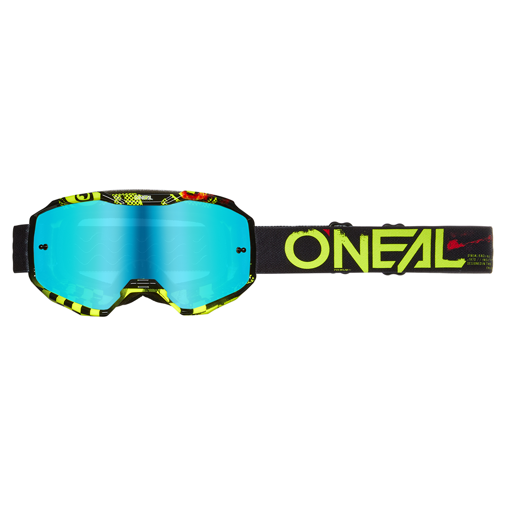 Мотокрос очила O'NEAL B-10 ATTACK BLACK/NEON YELLOW - RADIUM BLUE V.24