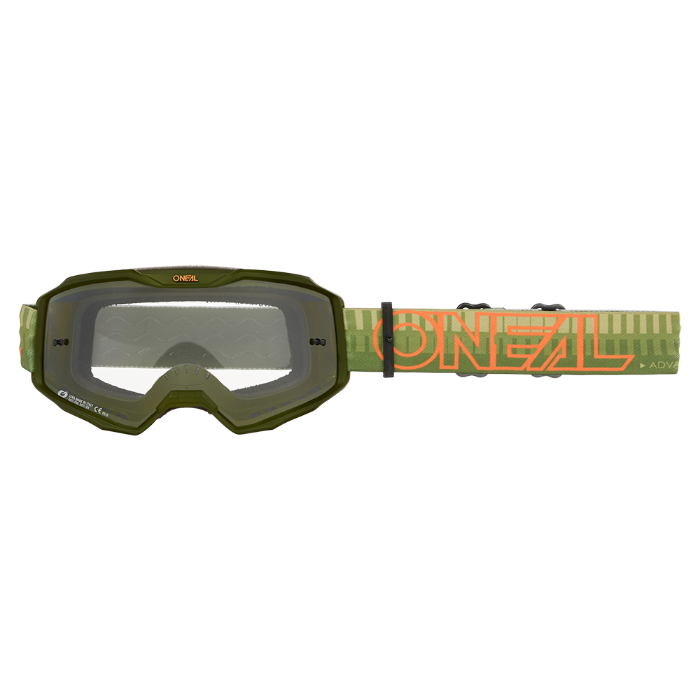 Мотокрос очила O'NEAL B-10 STRIPED GREEN/ORANGE - CLEAR V.26