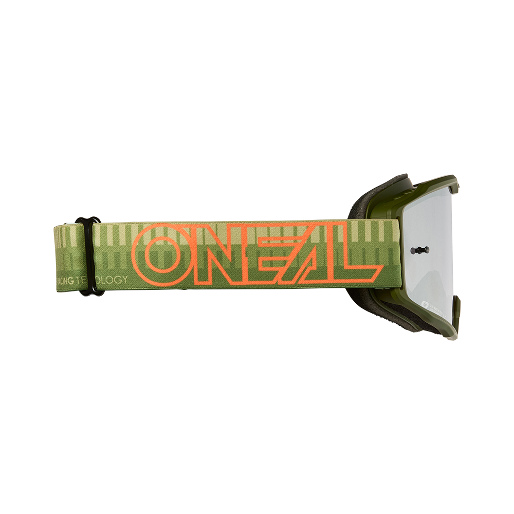 Мотокрос очила O'NEAL B-10 STRIPED GREEN/ORANGE - SILVER MIRROR V.26