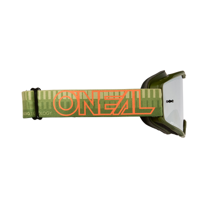 Мотокрос очила O'NEAL B-10 STRIPED GREEN/ORANGE - SILVER MIRROR V.26