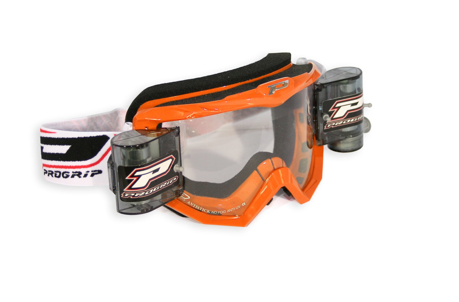 Мотокрос очила PROGRIP 3208 MX/Enduro Goggles With Roll-Off System (White/Orange)