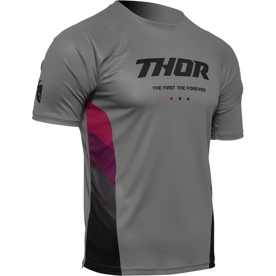 Вело джърси THOR ASSIST REACT SHORT SLEEVE GRAY/PURPLE