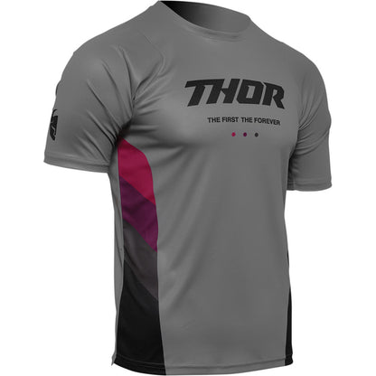 Вело джърси THOR ASSIST REACT SHORT SLEEVE GRAY/PURPLE