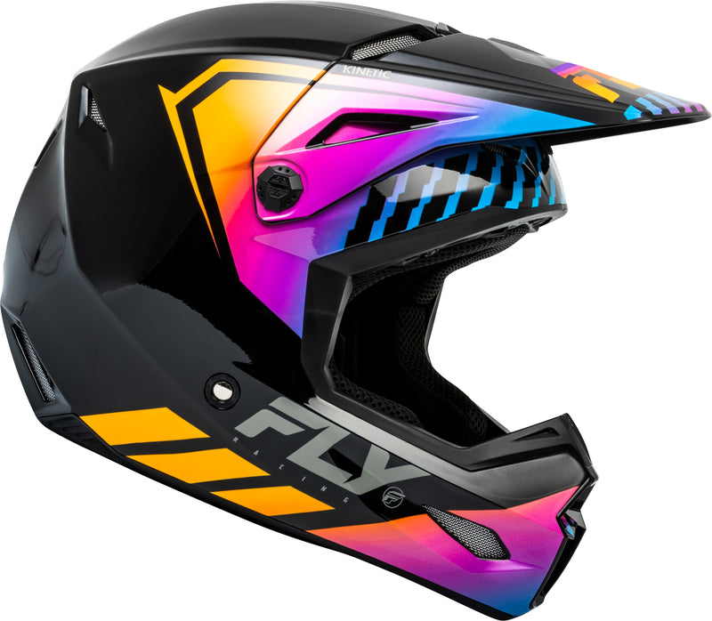 Детска крос каска FLY RACING Kinetic Menace - Black/Sunrise