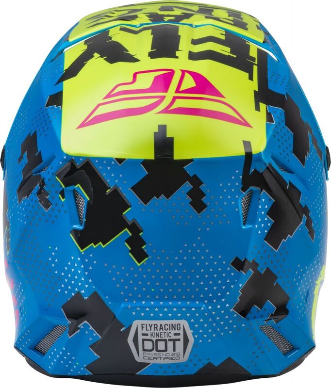 Детска крос каска FLY RACING Kinetic Scan- Blue/Hi-Vis-Pink