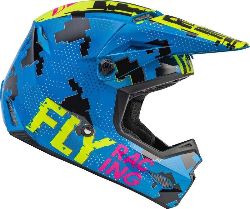 Детска крос каска FLY RACING Kinetic Scan- Blue/Hi-Vis-Pink